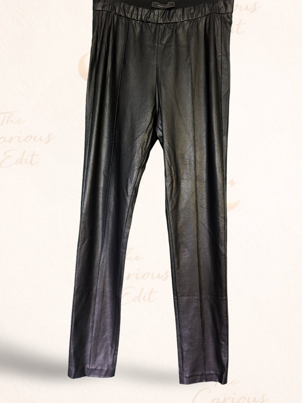 BCBG Max Azria Black Faux Leather Pants High Waist Slim Fit Size M NWT
